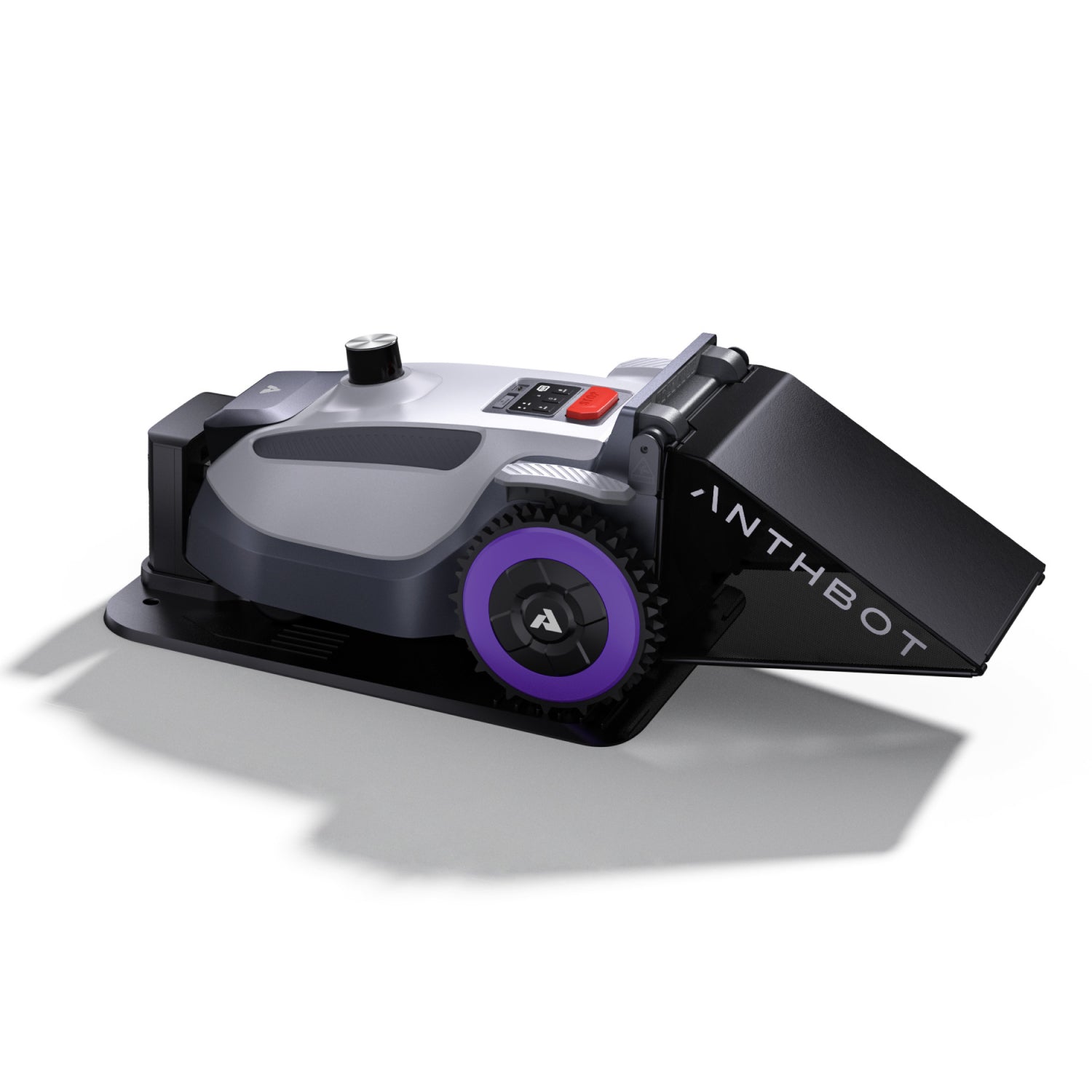 ANTHBOT N8 LiDAR an der Entleerungsstation mit geöffnetem Fangkorb für automatisches Entleeren,products