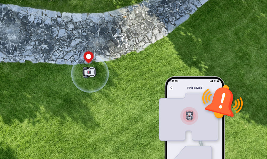 Sie erhalten App-Benachrichtigungen, wenn der Mäher den virtuellen Bereich verlässt.